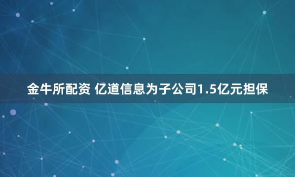 金牛所配资 亿道信息为子公司1.5亿元担保