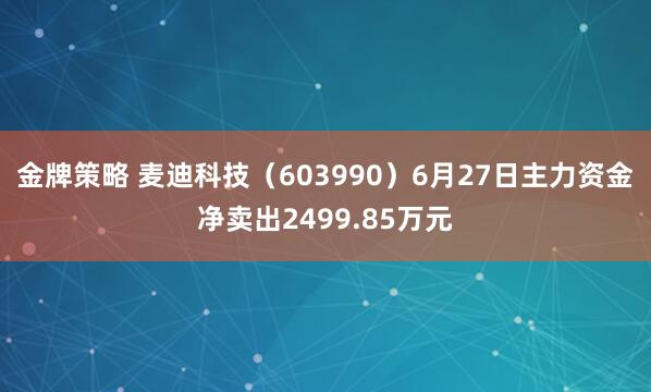 金牌策略 麦迪科技（603990）6月27日主力资金净卖出2499.85万元